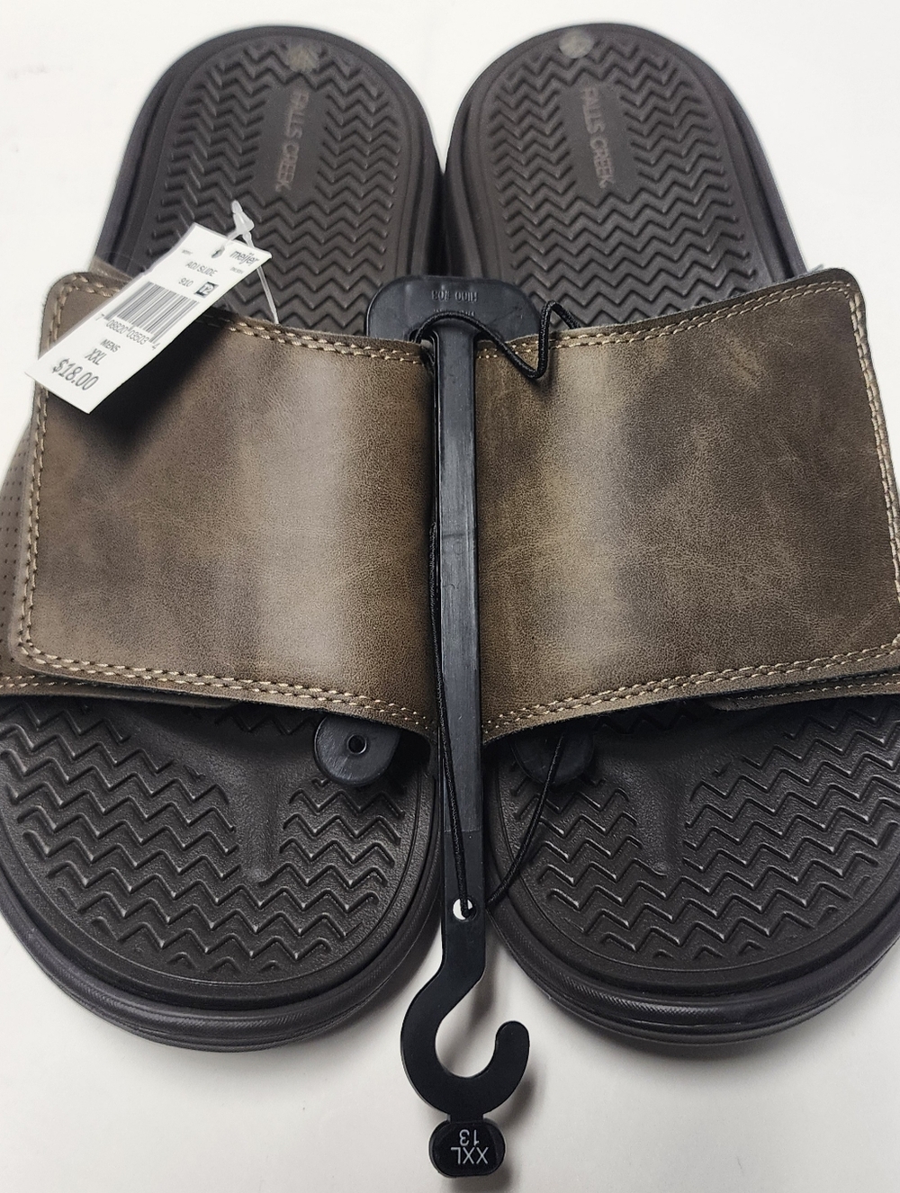 XXL 13 Mens Brown Adjustable Slides Sandals Flip Flops Shoes Falls Creek New